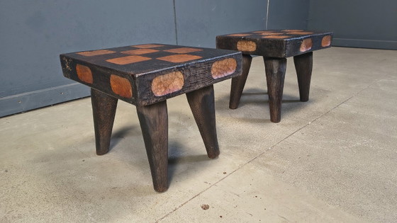 Image 1 of Vintage rustic wooden side tables or stools, 1960s