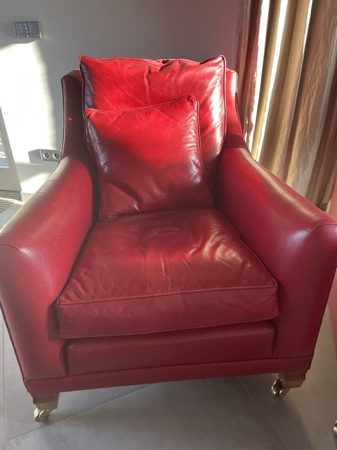2 poltrone di design in pelle rossa – Legno (photo 5 of 6)