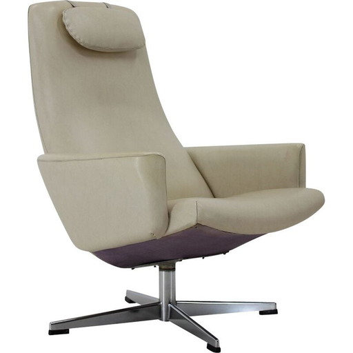 Sedia girevole vintage per Asko Sweden beige, anni '70