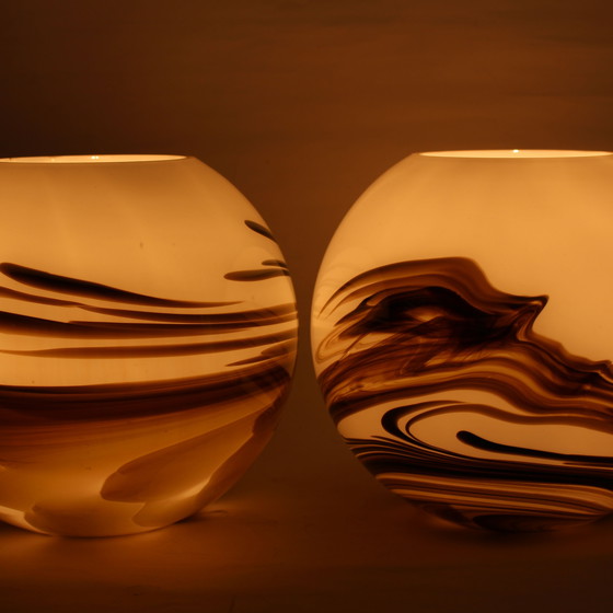 Image 1 of 2 lampes de table vintage en verre soufflé à la bouche par Brilliant