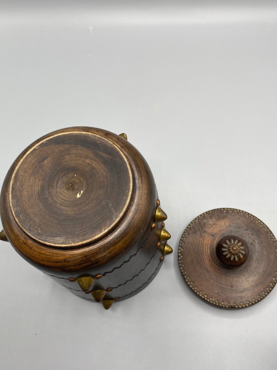 Turned Wood and Brass Tobacco Jar – 1950s-1960s – Decorative Objects, Mid Century Modern (photo 5 of 7)