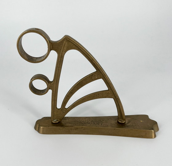 Image 1 of 2x Art Nouveau Art Déco Support de tringle à rideaux laiton bronze