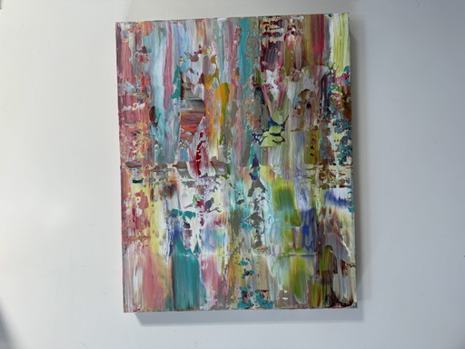Colorful abstract painting – 40 × 50 cm – schilderijen tekeningen, Canvas (photo 2 of 5)