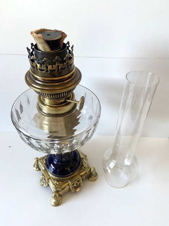 Image 1 of Lámpara de aceite francesa antigua, finales del siglo XIX, Jean Ristelhueber, París, bronce