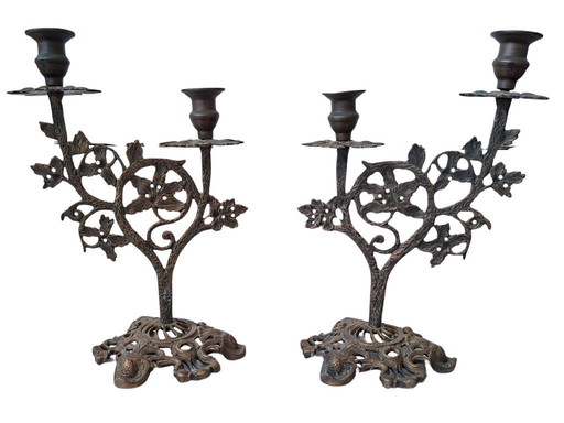 Prächtiges Paar antiker Kandelaber im Jugendstil / Liberty-Stil