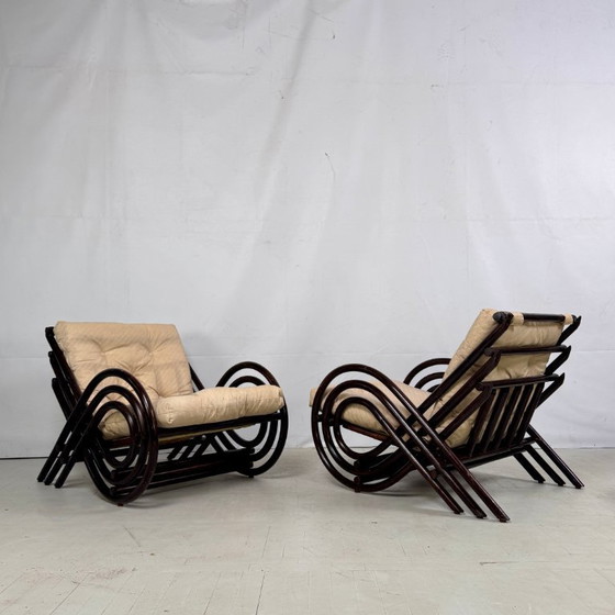 Image 1 of Franse rotan woonkamerset, jaren 70