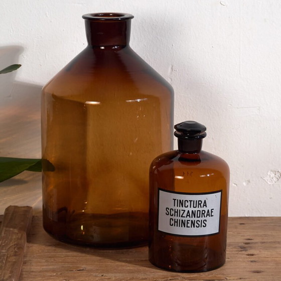 Antique apothecary bottles (c.1920). Set of 2 pieces #34 – Glass & Decanter, Glass (photo 7 of 10)
