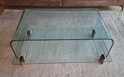 Mesa de centro Ponte de cristal de Angelo Cortesi para Fiam Italia.