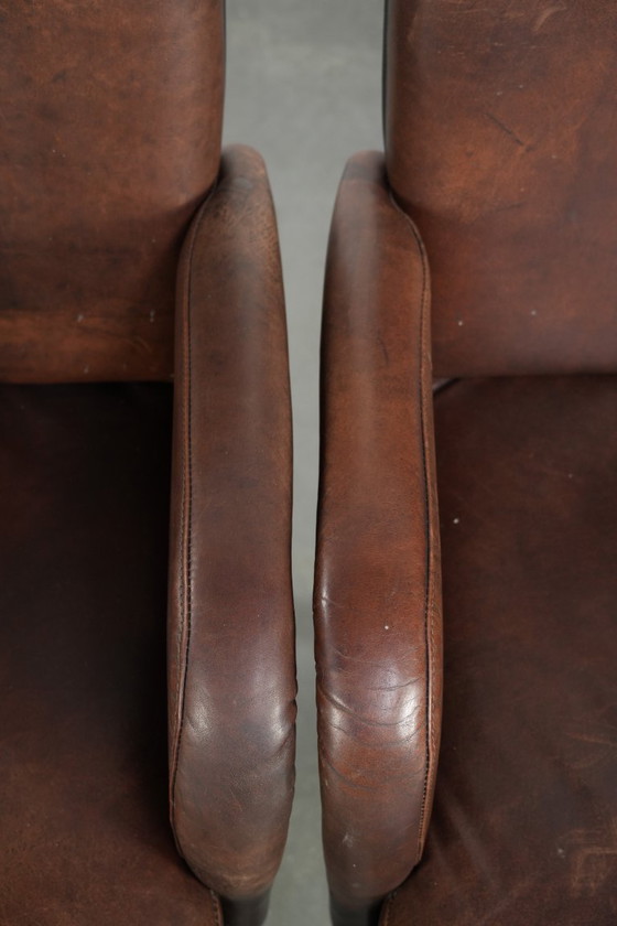 Image 1 of 4 chaises de salle à manger/d'appoint magnifiquement finies avec accoudoirs en cuir de vachette