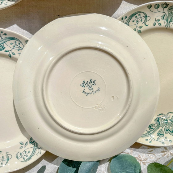Set of 6 Small Antique Ironstone Plates "Figuig" – Longchamp 19th Century – Crockery (photo 14 of 14)