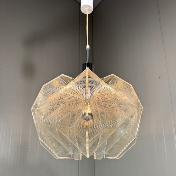 Paul Secon Swag Pendant lamp, Sompex 1960s, Plastic, Metal, Transparent, Mid Century Modern (photo 8 of 14)