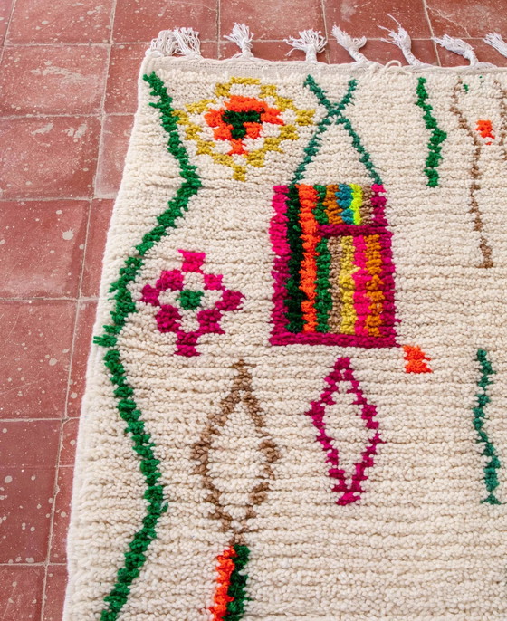Alfombra Marroquí Azilal – Alfombra de Lana con Símbolos Bereberes Coloridos | 300x250 – Wool, Cotton (photo 4 of 7)