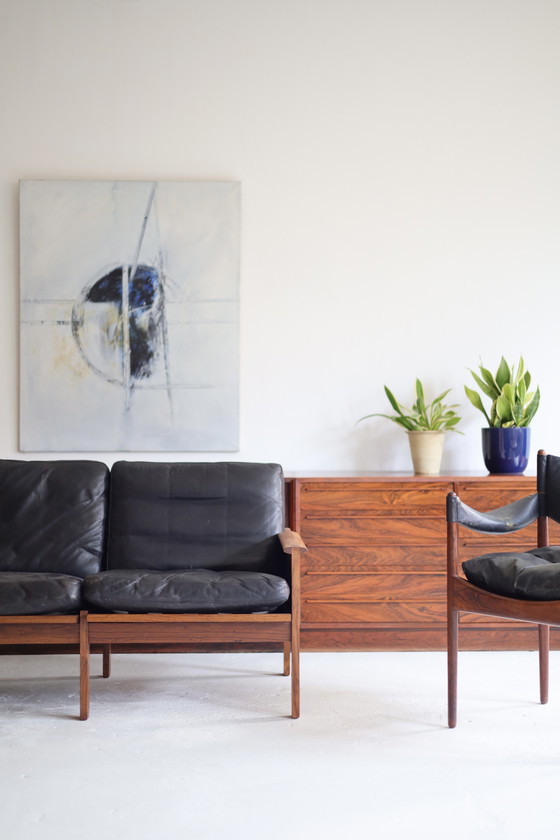 Image 1 of Canapé 2 places en cuir Capella, Illum Wikkelso pour Niels Eilersen, 1960