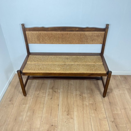 Image 1 of Provençal bench with backrest and integrated storage, 1960