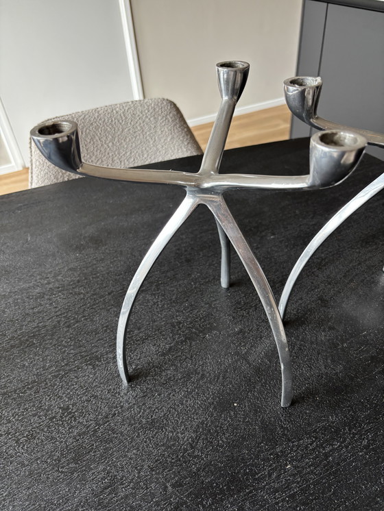 Image 1 of Portacandele in alluminio a forma di ragno vintage con tre piedi