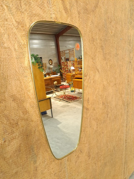 Image 1 of Jaren 50 spiegel met messing en zwarte rand