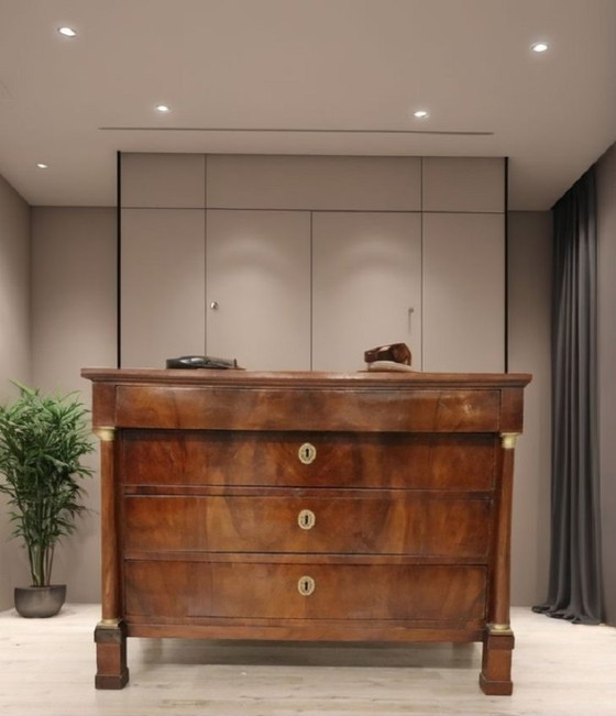 Image 1 of Antieke Empire ladekast van walnoothout, Italië, begin 19e eeuw.