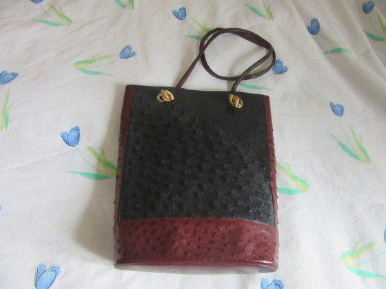 Image 1 of Guy Laroche Paris schoudertas, crossover tas, emmermodel, struisvogel leer, vintage