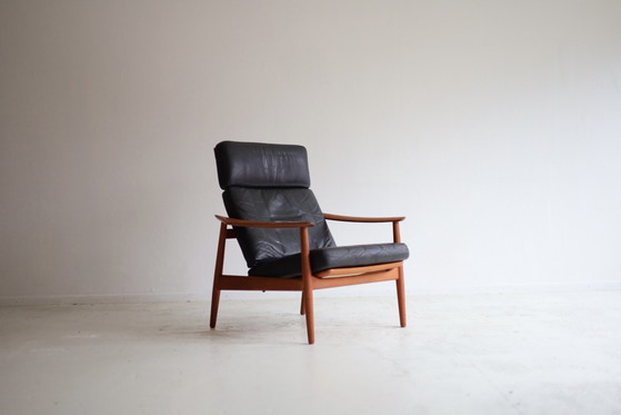 Fauteuil vintage FD164, Arne Vodder – France & Søn, Bois, Cuir (photo 2 of 11)