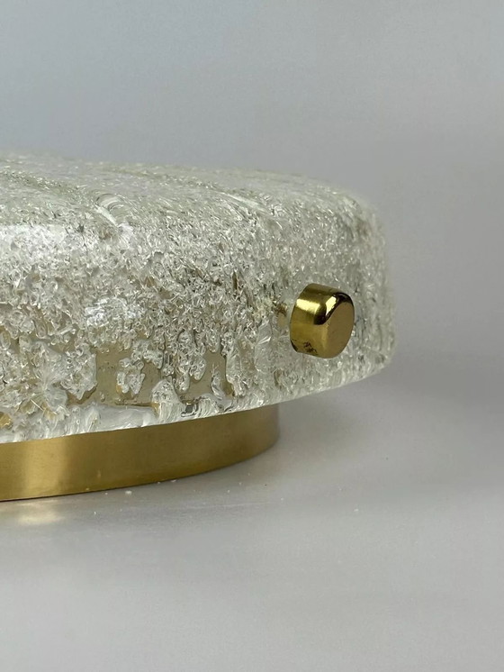 Image 1 of Lámpara de techo de los años 60 y 70, plafón empotrado de cristal de hielo Hillebrand