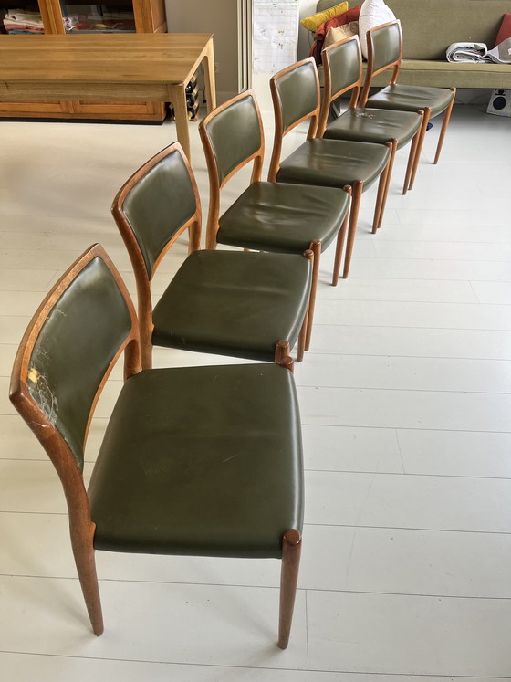 Image 1 of 6 Vintage Niels Otto Moller model 80 chairs for J.L. Møllers