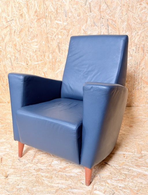 Vintage armchair blue leather