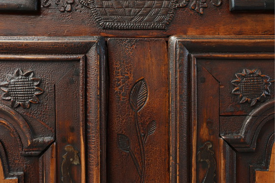 Image 1 of Rare French provincial carved cabinet or buffet with great patina, dated 1841