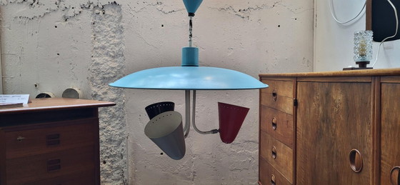 Image 1 of Suspension Hala iconique à 3 lumières, années 50, par Busquet