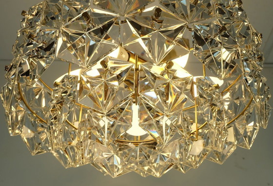 Image 1 of kinkeldey mid century kronleuchter pendelleuchte kristallglas und vergoldetes metall