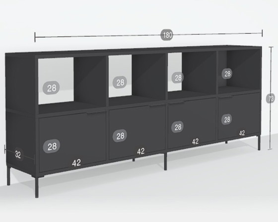 Image 1 of Tylko TV-Ständer in Mattschwarz mit Türen und Schubladen