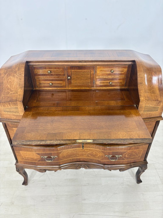 Image 1 of Baroque style writing desk / secretary desk with inlays circa 1800 / secretary table / writing desk