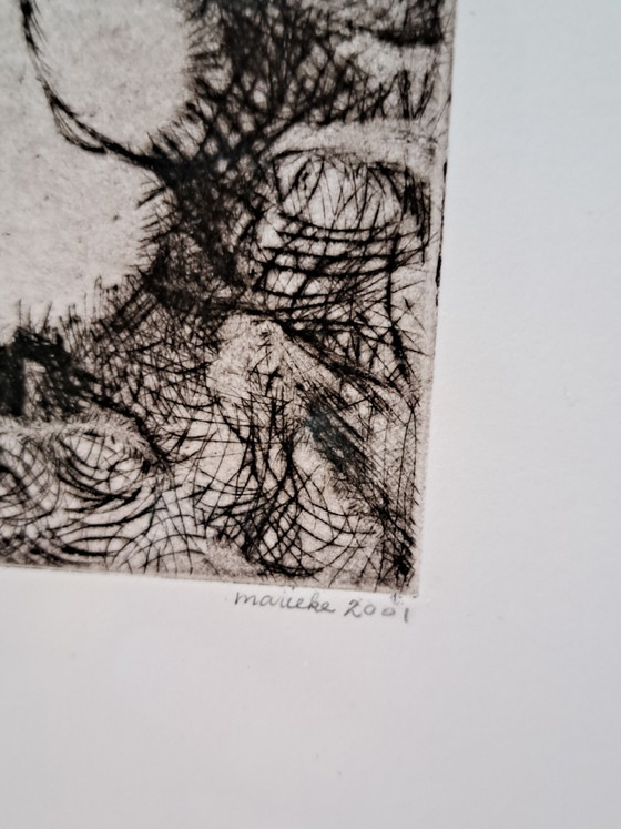 Image 1 of Originalradierung Marieke Bikkers (2001) – Limitierte Auflage 22/23 – Gerahmt 30x30 cm
