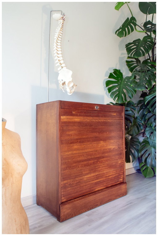 Craft cabinet, double curtain file, oak, 1950s