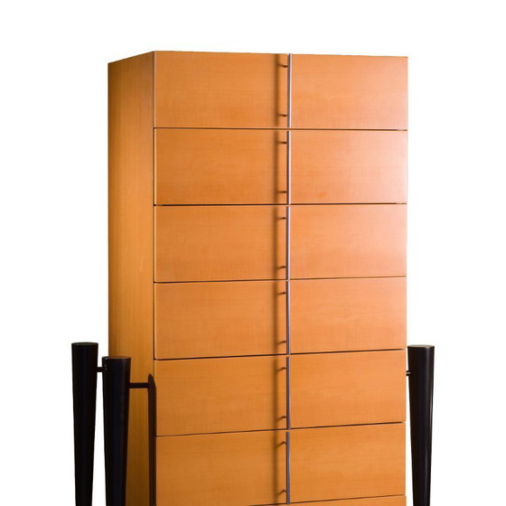 Cassettiera Semainier « Victoire » di Michel Boyer per Rouve, c.1988, Cassettiere, Legno, Metallo, Marrone (foto 5 di 8)