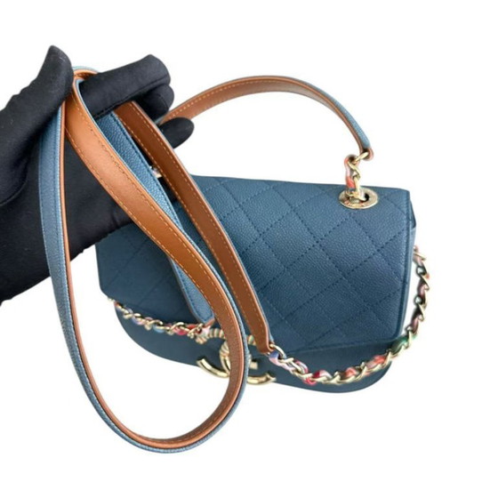 Image 1 of Chanel Coco Curve Cuba - Caviar Medium Quilted Dark Blue Gold Hardware Series 23