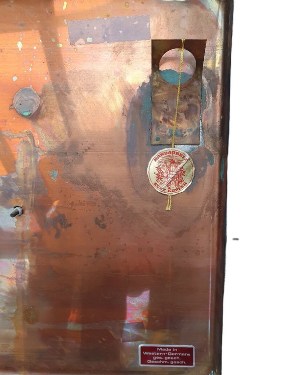 Handmade Vintage Wall Panel with Copper Relief Depicting Birds – Wall decoration, Wood (photo 5 of 5)