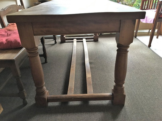 Image 1 of Rustieke landelijke tafel, massief olmen blad