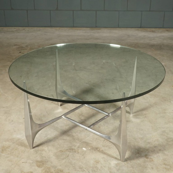 Vintage Aluminium Coffee Table – Knut Hesterberg For Ronald Schmitt – 1960s – Glass (photo 8 of 12)