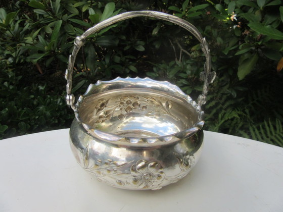WMF Art Nouveau Antieke Kom met Zwenkhandvat, Verzilverd, Gestempeld WMFM – Schalen, Metal, Silver (photo 14 of 16)