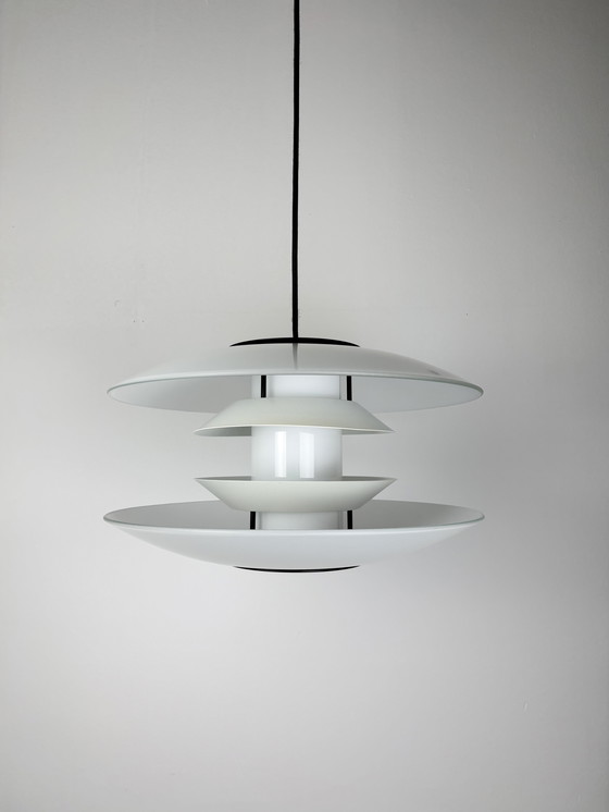 Image 1 of Halo Tech Design, Pendant Lamp, Danish Design, 1990s, Space Age, Vintage Lamp, Glass, Sputnik Design, UFO, Minimalism