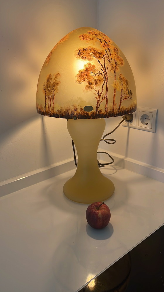 Image 1 of Paddenstoellamp gallé stijl handgemaakt
