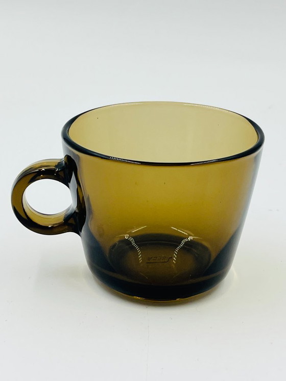 Image 1 of Set van 6 vintage amberkleurige glazen bekers van Seca Service Station