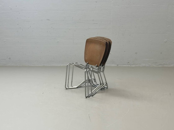 Image 1 of Set van 3 Armin Wirth klapstoelen van gevormd multiplex, Zwitserland, jaren 1950/60.
