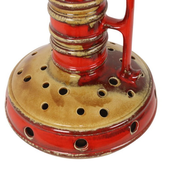 Image 1 of Large Lamp Base Red and Yellow Ceramic