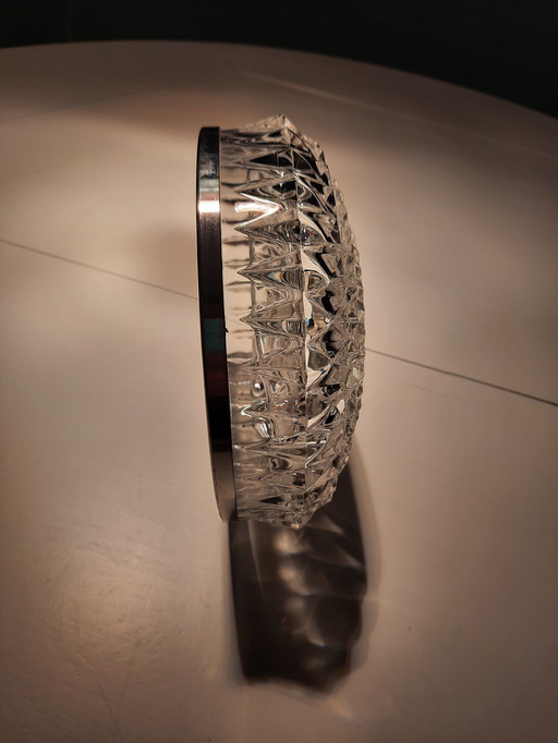 Crystal Triptych Bowl With Silver Rim