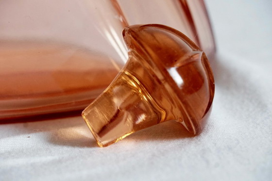 Image 1 of Vintage Art Deco Pink Rosalin Glass Decanter with Stopper | 1930s