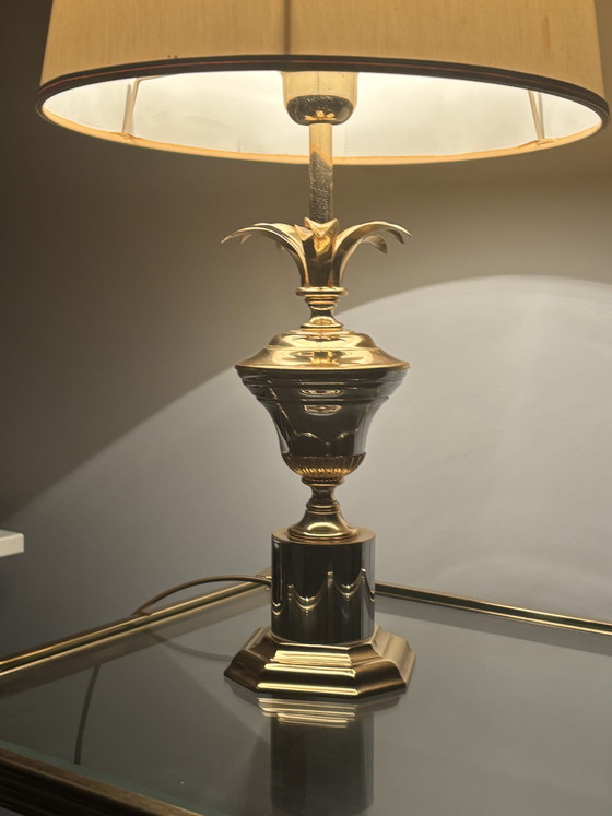Image 1 of Vintage Massive Hollywood Regency Palm Tree Table Lamp – 1970s Brass