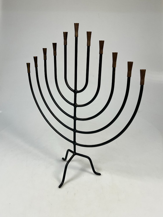 Image 1 of Large Vintage Menorah Candlestick, 1970's, Metal and Brass