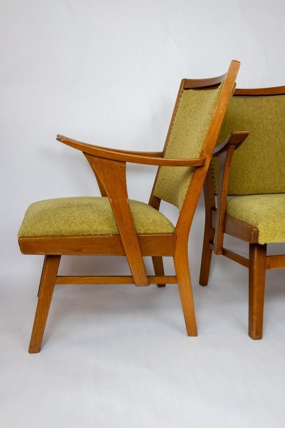 Image 1 of Ensemble de 2 fauteuils des années 1950 avec revêtement vert