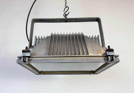 Image 1 of Faretto da teatro vintage grigio con copertura in vetro, anni '80